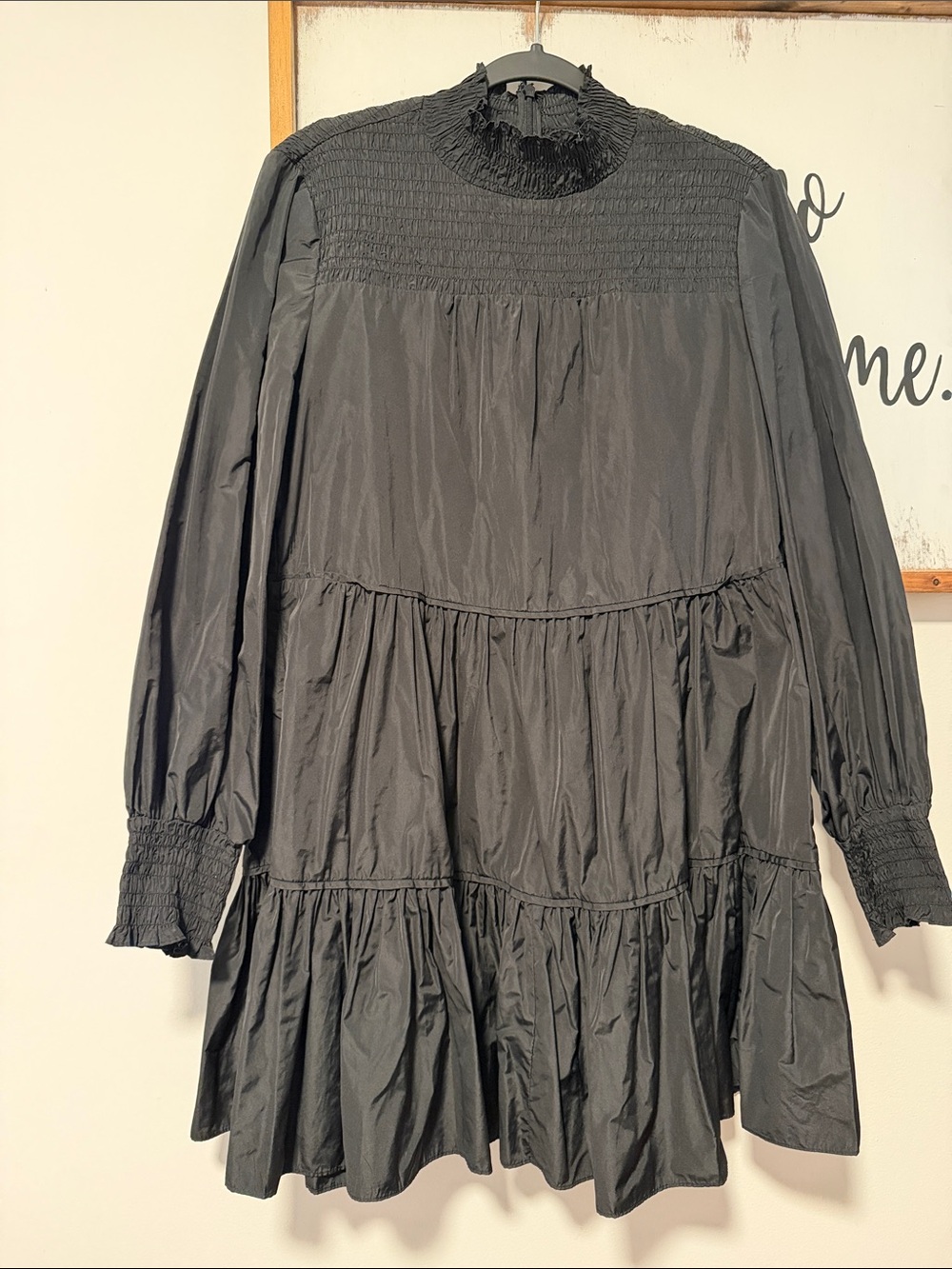 Veronica Beard Black Long-Sleeve Tiered Ruffle Dress